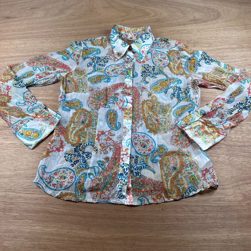 No Boundaries Paisley Button Up Shirt Juniors L 11/13 Boho Western